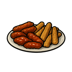 Skrzydła glazurowane 25szt. + stripsy 25szt. w zestawie