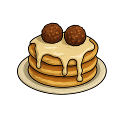 Pancakes ferrero i białą czekoladą w płynie