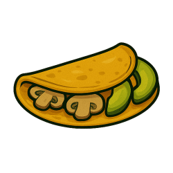 Omlet z pieczarkami, serem i awokado