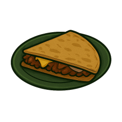 Quesadilla żytnia z wołowiną, serem i cebulą