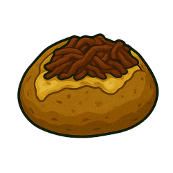 Baked potato with pulled beef